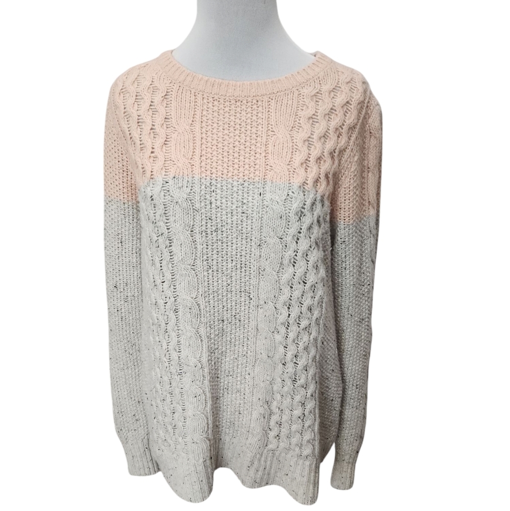 Banana Republic Wool Blend Sweater Peach and Cream Side Zip Size Medium